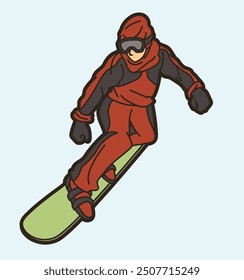 Snowboard Player Action Cartoon Extreme Sport Graphic Vector