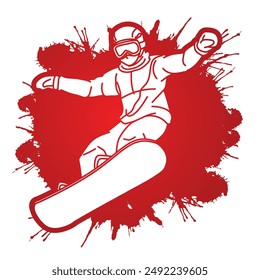 Snowboard Player Action Extreme Sport Snowboarder Pose Cartoon Graphic Vector