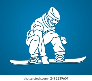 Snowboard Player Action Extreme Sport Snowboarder Pose Cartoon Graphic Vector