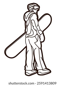 Snowboard Player Action Extreme Sport Snowboarder Action Cartoon Graphic Vector