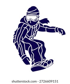 Snowboard Player Action Snowboarder Pose Extreme Sport Cartoon Graphic Vector