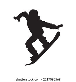 snowboard player isolated vector silhouette