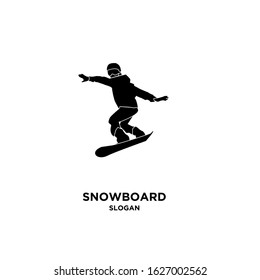 Snowboard player silhouette black logo icon design