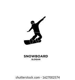 Snowboard player silhouette black logo icon design