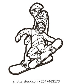 Snowboard Players Snowboarder Mix Action
