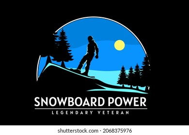 snowboard power retro design hand drawing