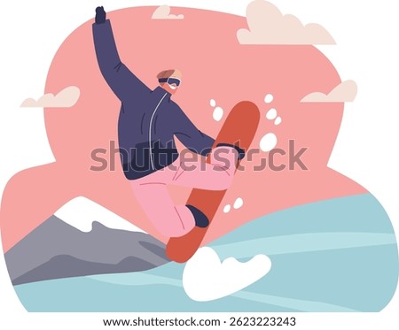 Snowboard rider making trick vector illustration