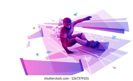 Snowboard Rider At Slalom Track