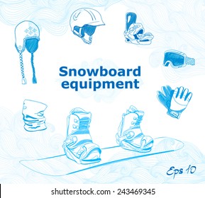 Snowboard riding equipment set 