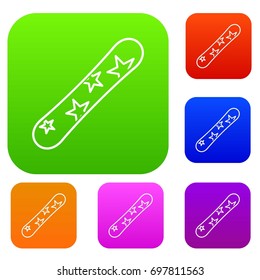 Snowboard set icon in different colors isolated vector illustration. Premium collection