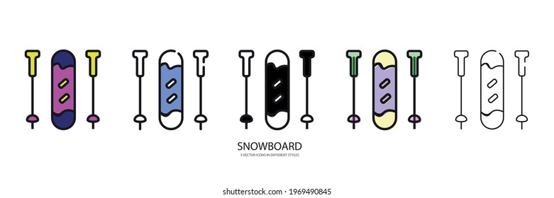 Snowboard set vector type icon