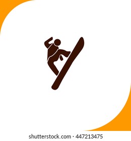 Snowboard sign. Brown icon on white background