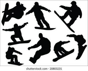 Snowboard Silhouette Collection Vector