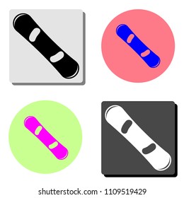 Snowboard. simple flat vector icon illustration on four different color backgrounds