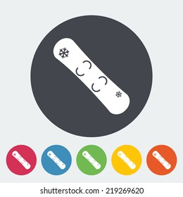 Snowboard. Single flat icon on the circle. Vector illustration.
