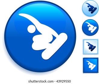 Snowboard (skateboard) Icon on Internet Button Original Vector Illustration