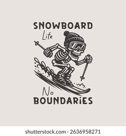 Snowboard skeleton, winter sport t shirt design