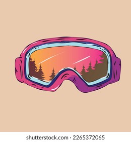 snowboard ski goggles mask object hand drawn design