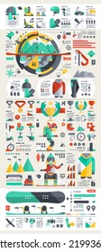 Snowboard and ski infographic background, vector relents 
