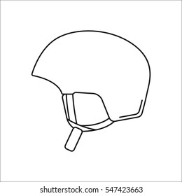 Snowboard skiing helmet symbol sign line icon on background