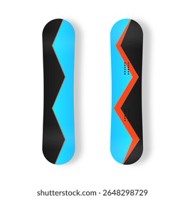 Snowboard sport background. Isolated man jumping in snow with cool action pose on white mountain. Vector element for web, travel, winter recreation or cold weather extreme sports theme in modern style