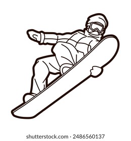 Snowboard Sport Snowboarder Action Cartoon Graphic Vector