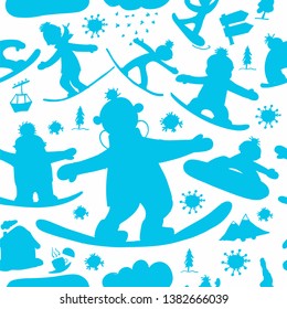 Snowboard time, seamless pattern for your design