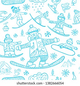 Snowboard time, seamless pattern for your design