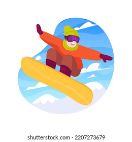 Snowboard Tricks Isolated Cartoon Vector Illustration. Teenage Snowboarder Jumping Against Blue Sky, Performing Freestyle Tricks, Extreme Winter Sport, Teens Active Lifestyle Vector Cartoon.