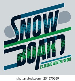 Snowboard t-shirt typographic print design