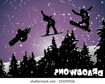 Snowboard in the twilight