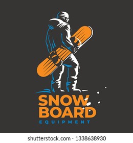 Snowboard Vector Emblem. Snowboarder Standing Of The Top