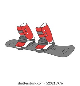 Snowboard vector icon doodle  isolated on white background. Winter sports equipment.
