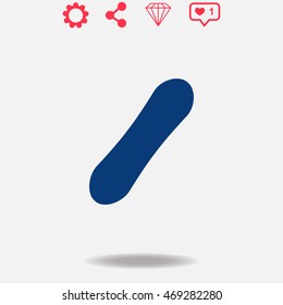 Snowboard vector icon on grey background.