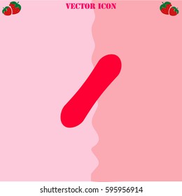 Snowboard vector  icon. Strawberry Background.