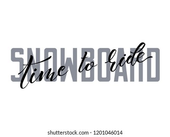 Snowboard. Vector lettering illustration. Snowboard logo, vector illustration, winter sports emblem design. Badge with retro grunge effect. Vector EPS 10