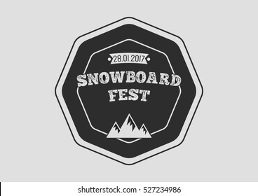 Snowboard Vintage Circular Logo On White Background