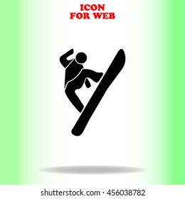 Snowboard web icon. Black illustration on white background