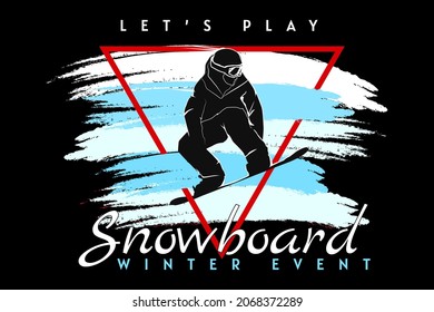 snowboard winter event silhouette retro design