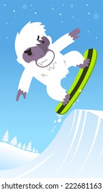 Snowboard Yeti skiing vector illustration