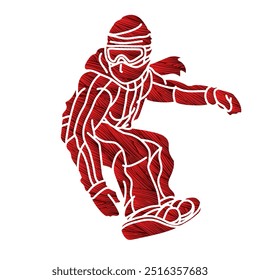 Snowboarder Action Snowboard Player Extreme Sport Cartoon Graphic Vector