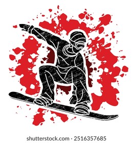 Snowboarder Action Snowboard Player Extreme Sport Cartoon Graphic Vector