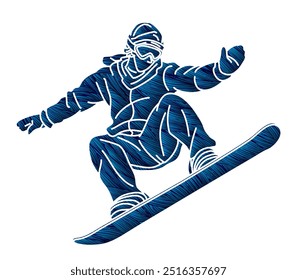 Snowboarder Action Snowboard Player Extreme Sport Cartoon Graphic Vector