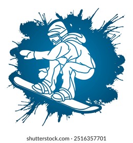 Snowboarder Action Snowboard Player Extreme Sport Cartoon Graphic Vector