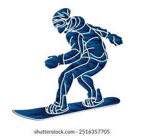 Snowboarder Action Snowboard Player Extreme Sport Cartoon Graphic Vector