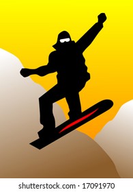 snowboarder in action vector illustration