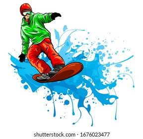 snowboarder in action, vector illustration design art