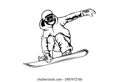 Snowboarder Action Vector Illustration Extreme Winter Stock Vector ...