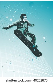 snowboarder in action,vector illustration