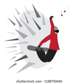 Snowboarder art card, vector